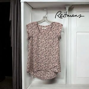 Reitmans, Pink Floral Sleeveless Blouse, XS